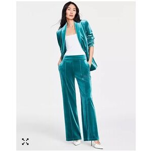 INC International Concepts Teal‎ Velvet Wide Leg Pants Size L